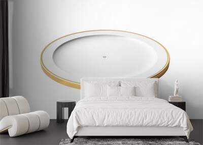 A white and gold plate standing out on a clean white background Wall mural