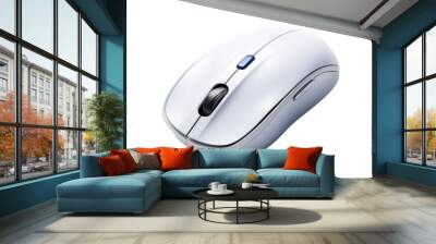 A white computer mouse rests on a white background, blending in seamlessly Wall mural