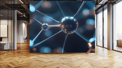 Abstract Metallic Sphere Network with Bokeh Lights Wall mural