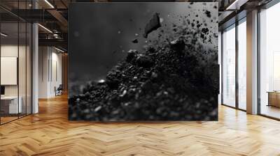 Pile black coal isolated isolated on white Wall mural