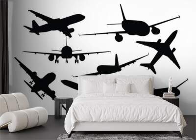 set of airplane logo vector silhouette Wall mural