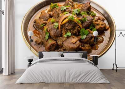 bowl of beef stew with green onions and cilantro on transparent background Wall mural