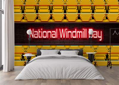 calendar of May month, National Windmill Day. holidays of May, on yellow and green background Wall mural