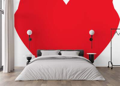 Red heart icons Different styles of hearts Red heart symbol for Valentines Day. Design red heart shapes set. PNG Wall mural