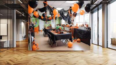 Classroom party decorated for halloween Wall mural