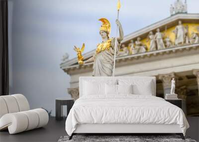 Statue of Pallas Athena in front of the Austrian Parliament in Vienna Wall mural