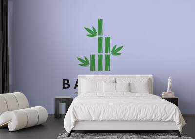 Bamboo logo vintage design, green bamboo tree vector design. Wall mural