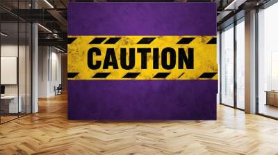 caution themed yellow line on a purple backdrop Wall mural