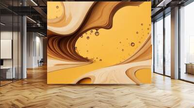 dynamic wood and water element fluid on yellow background Wall mural