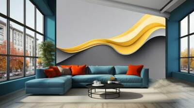 gradient yellow to gray top to bottom transition with smooth grainy texture banner Wall mural