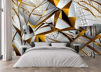 modern simple geometric linear pattern with gold line background Wall mural