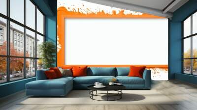 orange brush stokes border frame on white background Wall mural