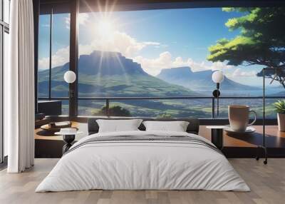 Realistic anime style of an attraction in south africa aesthetic background Wall mural