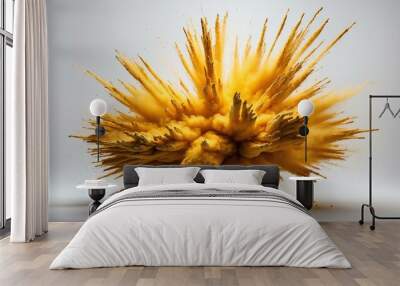 yellow powder center radial explosion isolated in whit background Wall mural