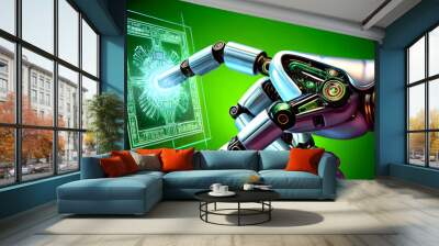 Robotic technology deciphering graphics on high-tech displays, research in favor of everyday science. Wall mural