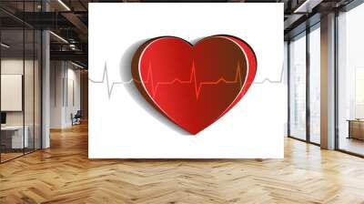 Heart and cardiogram beautiful abstract design Wall mural