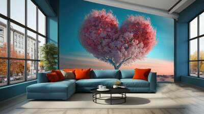 tree love heart form. sketch art for artist creativity and inspiration. generative AI Wall mural