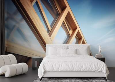 Wooden structures.  Modern architecture Wall mural