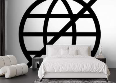 No network connection icon. No internet icon. Global networking stroke, line black icon. Wall mural