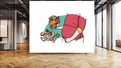 pregnant food nutrition health vegetable woman Wall mural