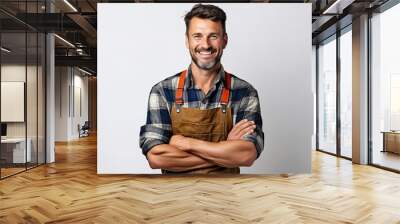 A Handyman self portrait on white background Wall mural