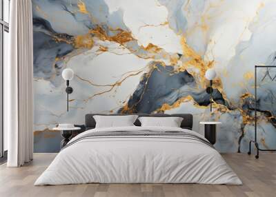 Beautiful green, grey and gold marble texture background Wall mural