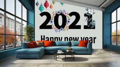 Happy new year 2021 design background Wall mural