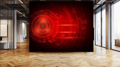 Red eye abstract technology circle Wall mural