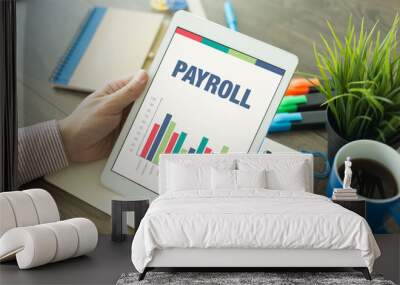 Business Graphs and Charts Concept with PAYROLL word Wall mural