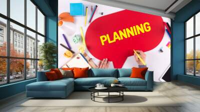 BUSINESS OFFICE ANNOUNCEMENT COMMUNICATION PLANNING CONCEPT Wall mural