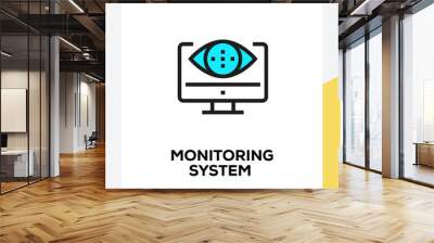 MONITORING SYSTEM LINE ICON SET Wall mural