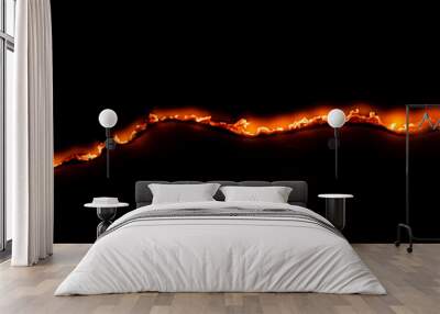 burning paper, glowing edge of paper on a black background Wall mural