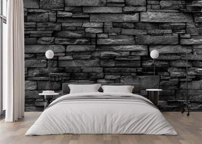 wall made of natural rectangular stone Wall mural