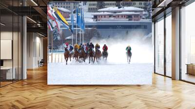 White Turf Pferderennen in St. Moritz, St. Gallen, Schweiz Wall mural