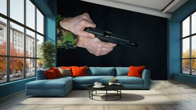 Soldier is loading the gun in his hands Wall mural