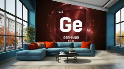 3d illustration of germanium as element 32 of the periodic table. red illuminated atom design backgr Wall mural