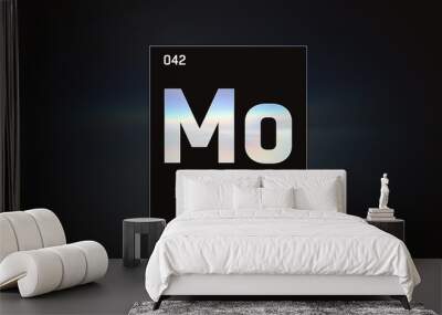 3d illustration of molybdenum as element 42 of the periodic table. grey illuminated atom design back Wall mural