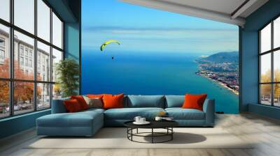 a paraglider flying in the sky in Turkey Wall mural