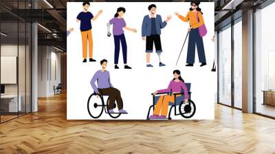 a man in a wheelchair with a woman in a purple shirt. disability collection Wall mural