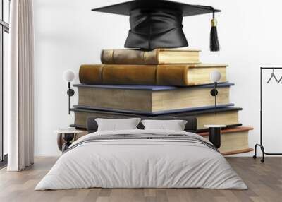 graduation cap and books Wall mural