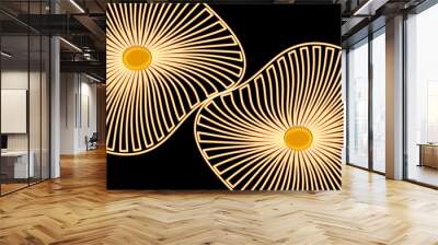 Abstract shape in gold against a black background Wall mural