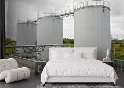 Exterior of oil storage tanks on the agricultural plant. Wall mural