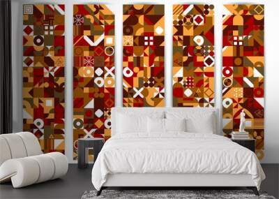 Simple banner of decorative patterns colored geometric composition flat style Wall mural