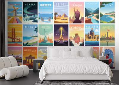 Vector travel posters set. Wall mural