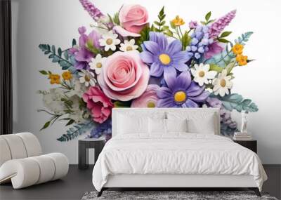 beautiful and elegant flower arrangement or bouquet of colourful flowers isolated on transparent background. Wall mural