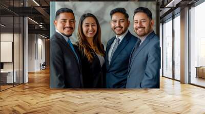 portrait of Group of Hispanic Professional Business People Smiling at camera in Corporate Office Wall mural