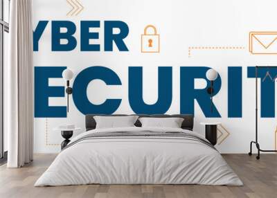 Flat design cyber security banner web icon, application. Wall mural