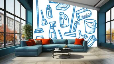 cleaning doodle vector illustration line art Wall mural