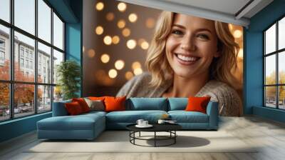 A happy woman at home Wall mural