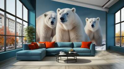 polar bear family on a blurry natural background Wall mural